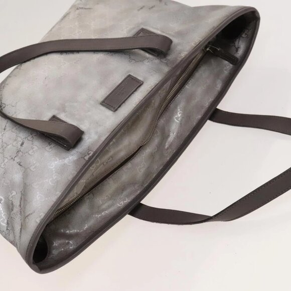 GUCCI GG Implementation Tote Bag Coated Canvas Silver Auth 117334 - Picture 7 of 16